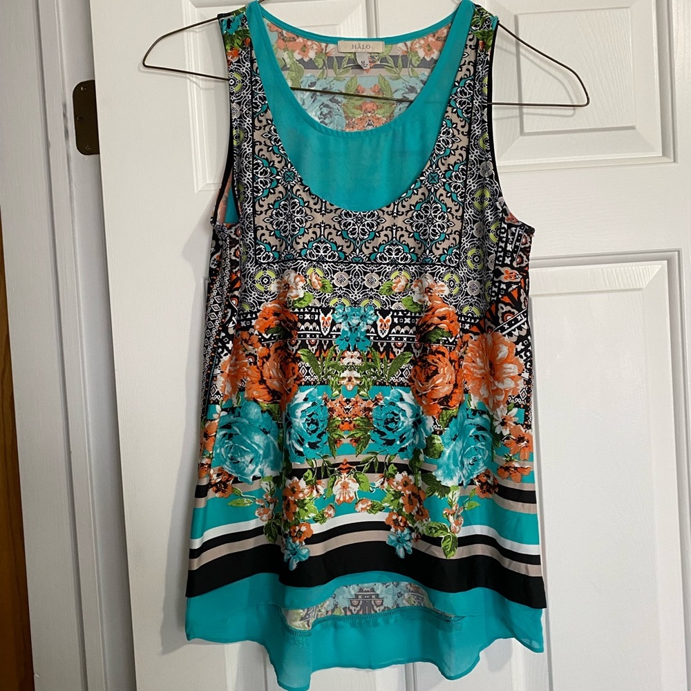Halo Size M Floral Knit and Chiffon Tank.